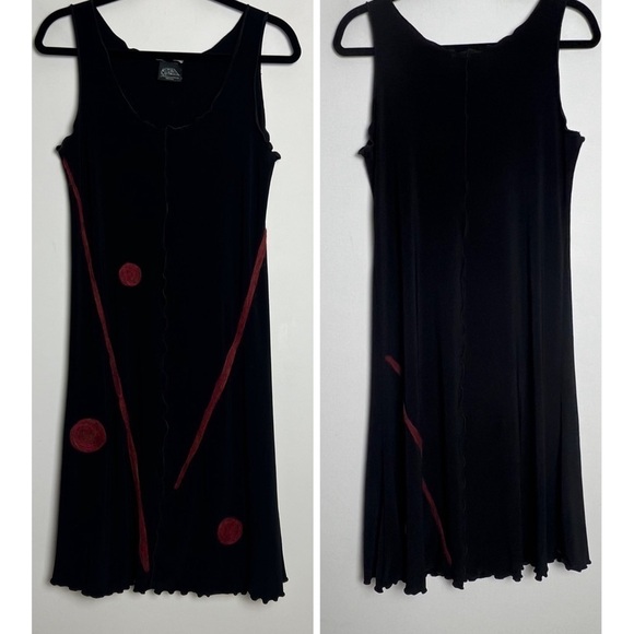 Living Out Loud With MIA Black Artsy Lagenlook Modern Sleeveless Dress Sz S - Picture 2 of 13